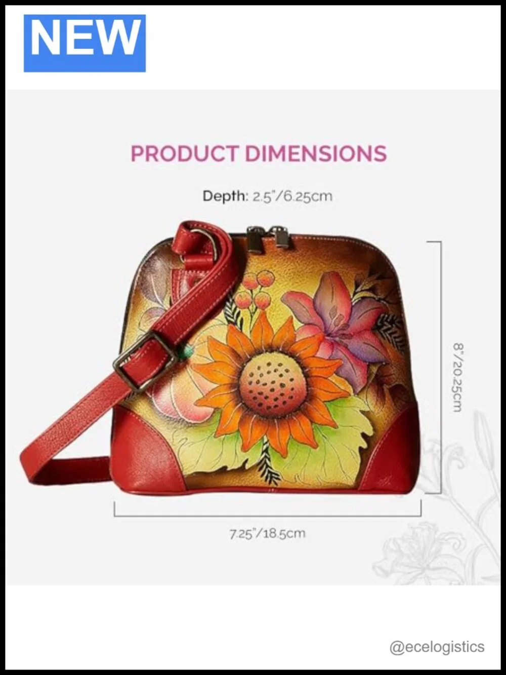Genuine Leather Hand-Painted Small Zip-Around Organizer Bag Purse